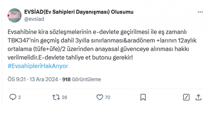 Mağdur ev sahiplerinden e-devlete tahliye et butonu gelsin çağrısı!