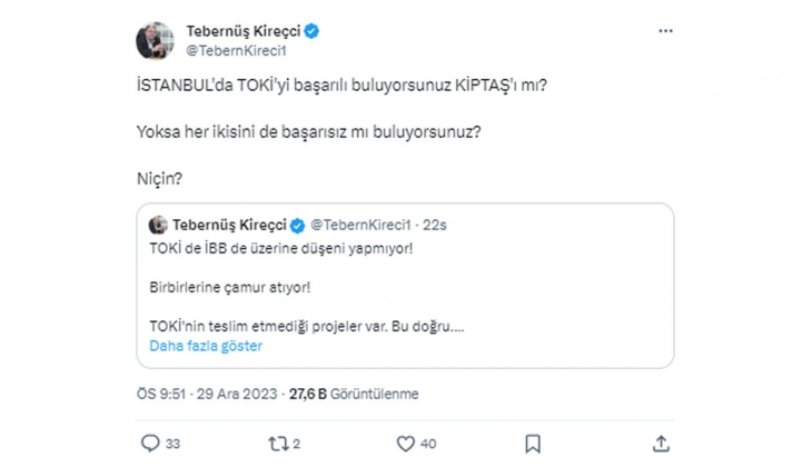İstanbul da TOKİ mi başarılı KİPTAŞ mı? Tebernüş Kireçci sordu, vatandaş yanıtladı!