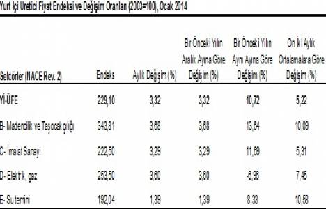 Yurt içi üretici fiyat endeksi Ocak 2014!