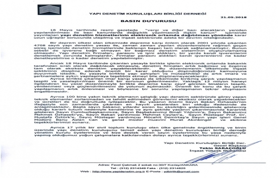 Yapı Denetim Kuruluşları Birliği nden yapı denetim hizmetleri açıklaması!