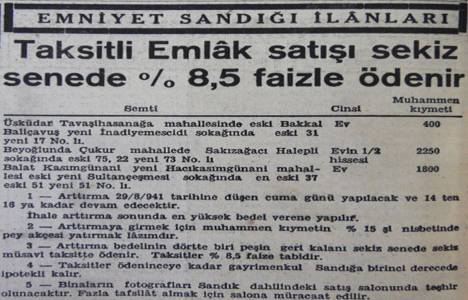1941 yılında Balat'ta bir ev sekiz yıl taksitle bin 800 liraya satılacakmış!