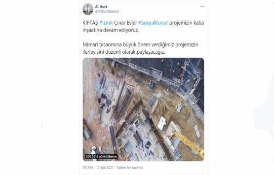 KİPTAŞ İzmit Çınar Evler in kaba inşaatı tamamlanıyor!