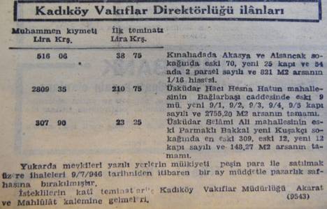 1946 yılında Bağlarbaşı Caddesi'nde 2.755 metrekare arsa 2.809 liraya satılacakmış!