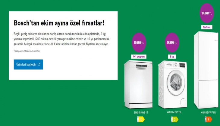 Bosch’dan Ekim ayına özel indirimli beyaz eşya! Bosch 28 Ekim 2022 fiyat listesi