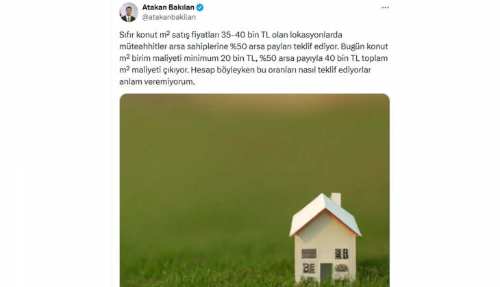 Müteahhitler metrekare fiyatı 35-40 bin TL olan yerlerde arsa sahiplerine yüzde 50 pay teklif ediyor! 