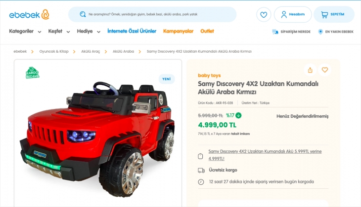 Ebebek akülü arabalarda 1000 tl indirimli! Kaçırmayın! İşte 4 Ekim 2022 fiyat listesi