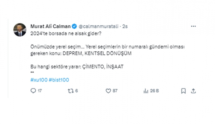2024 te borsada ne alınırsa gider? Çimento ve inşaat sektörleri için flaş açıklama!
