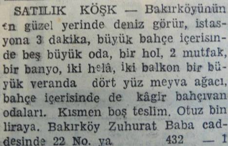 1946 yılında Kartal da 30 dönüm arazi metrekaresi 1 liradan satılacakmış!