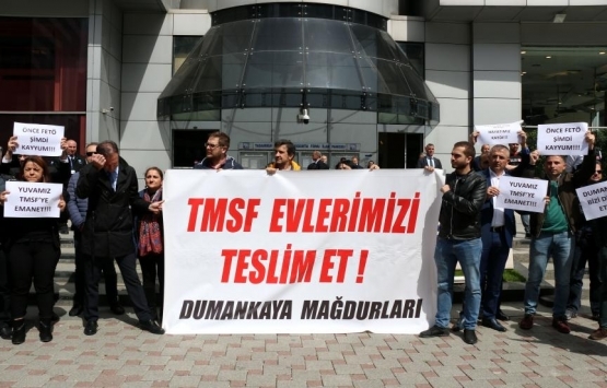 Dumankaya İnşaat mağdurları TMSF önünde eylem yaptı!