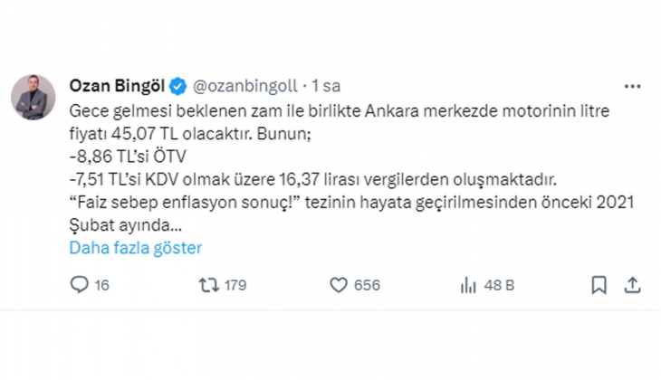 2021 Şubat ta 6.70 TL olan motorinin litresi yarın 45.7 TL olacak! Sadece vergiler bile 2,5 katına çıktı!