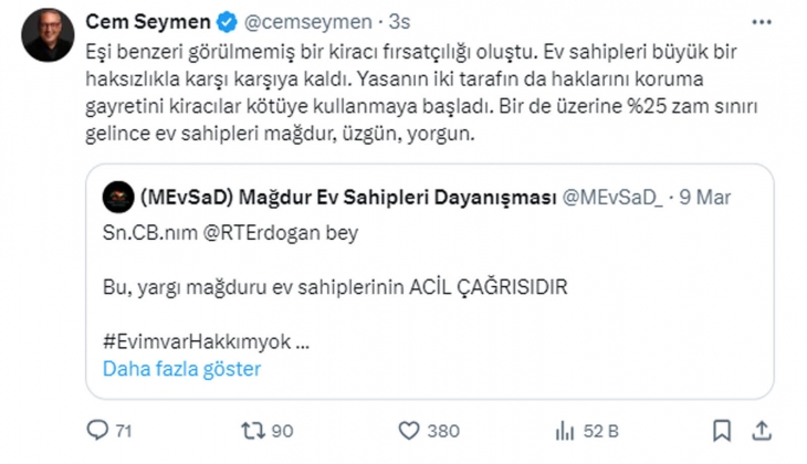 Yüzde 25 zam sınırı kiracı fırsatçılığı oluşturdu! Cem Seymen: Ev sahipleri mağdur, üzgün, yorgun!