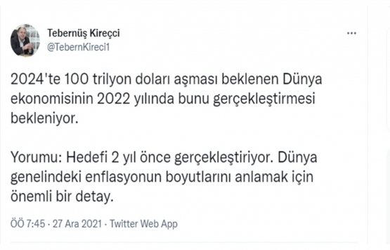Dünya ekonomisi 2022 yılında 100 trilyon doları aşacak!
