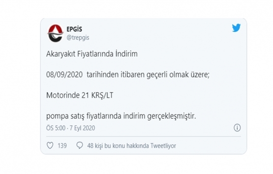 Motorine 21 kuruş indirim!