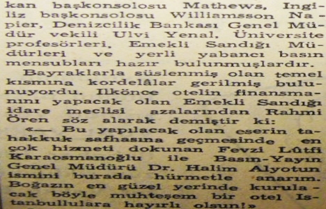 1952 yılında inşa edilecek Hilton Oteli nin temeli atılmış!