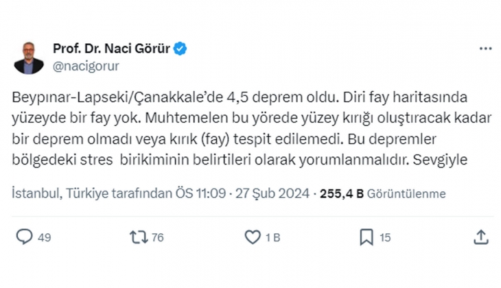 Prof. Dr. Naci Görür den korkutan Çanakkale açıklaması: Bölgede stres birikiyor! Dikkat!
