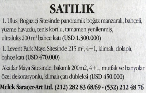 1999 yılında Boğaziçi Sitesi'nde 1.300.000 dolara satılık daire!