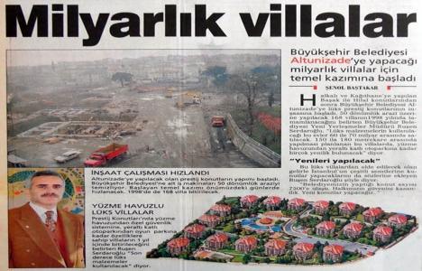 1997 yılında Büyükşehir Belediyesi nden Altunizade de villa!