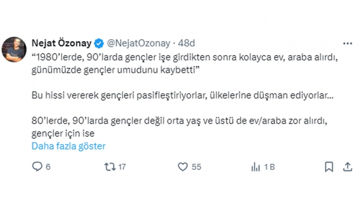 Nejat Özonay: Dönemsel olarak konut ve araca erişim zorlaştı ama bu durum geçici, 90’lardaki Türkiye’den çok daha iyi!