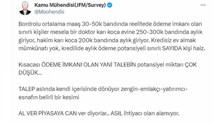 2 ay önce Ataköy de 3 milyon TL ye satılan 1+1 evin fiyatı şimdi 4.5 milyon TL! Arz artmazsa, fiyatı talep belirler!