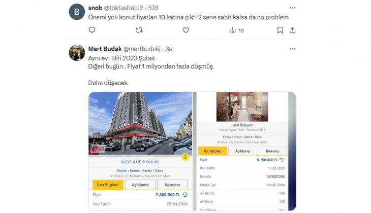Konut fiyatları düşse de satılmıyor!