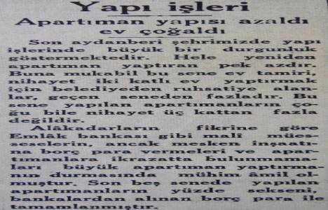 1935 yılında apartman inşası azalmış!