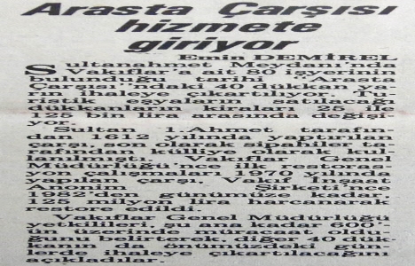 1985 yılında Arasta Çarşısı hizmete girecekmiş!