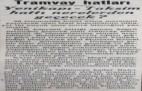 1936 yılında Yenikapı ile Taksim arasına tramvay hattı kurulacak!