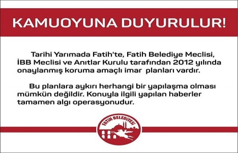 Fatih Belediyesi nden tarihi yarımada imar planı açıklaması!