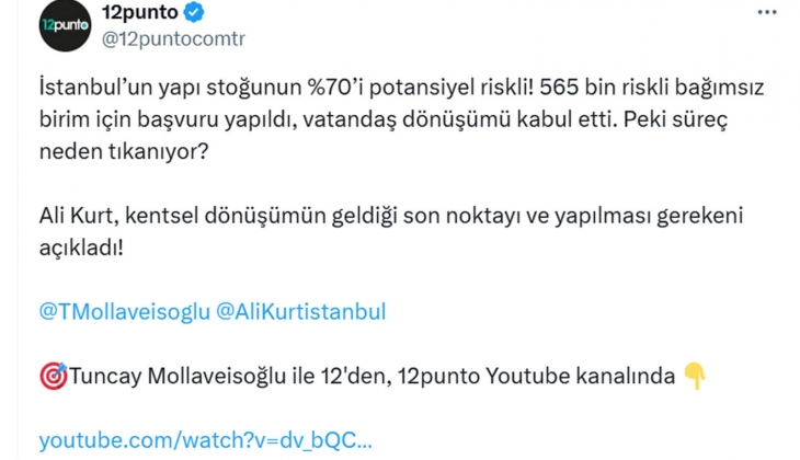 Ali Kurt: İstanbul un yapı stokunun yüzde 70 i potansiyel riskli!  