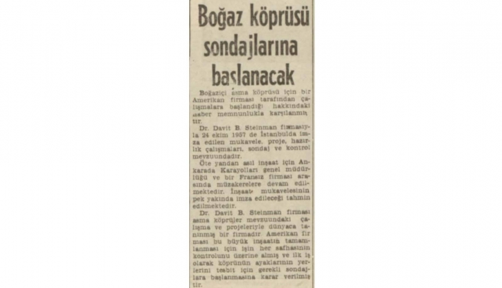 1957 yılında Boğaz Köprüsü ne dünyaca ünlü Amerikan firması imzası!