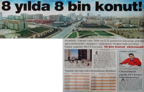1998 yılında Ataşehir e 8.000 konut!