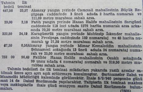 1940 yılında Fatih Ocaklı Sokak'ta 319 metrekare arsa 752 liraya satılacakmış!