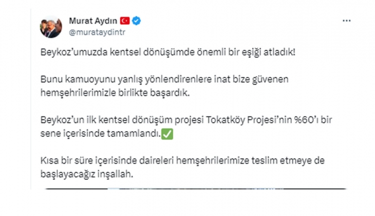 Beykoz Tokatköy kentsel dönüşüm projesinin yüzde 60 ı tamam! 