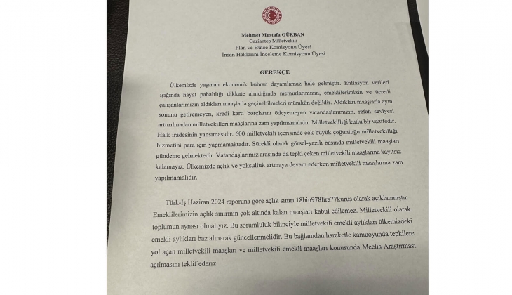 Milletvekili Gürban dan Meclis e öneri: Milletvekili maaşlarına zam yapılmasın!