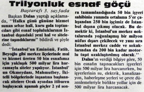 1987 yılında İstanbul da 50 bin esnaf göç edecekmiş!