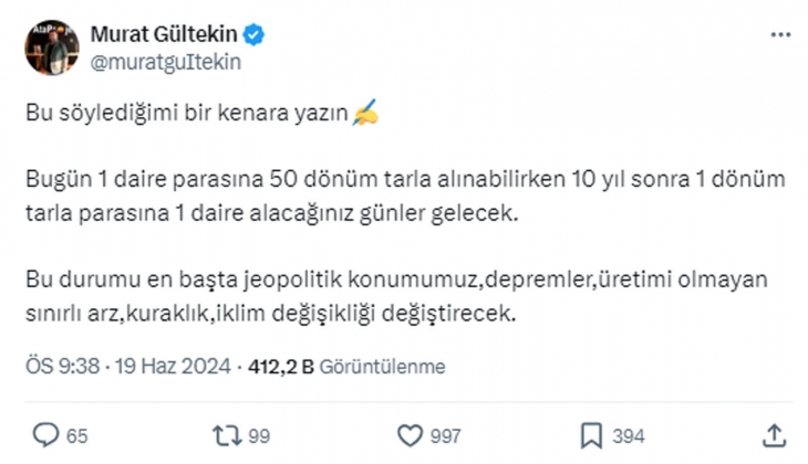10 yıl sonra 1 dönüm tarla parasına 1 ev alınacak günler gelecek!
