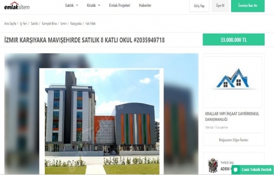 İzmir de 1200 öğrencili okul 33 milyon TL ye satılıyor!