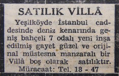 1947 yılında Çamlıca da 60 dönüm arsa içinde bir ev kiraya verilecekmiş!