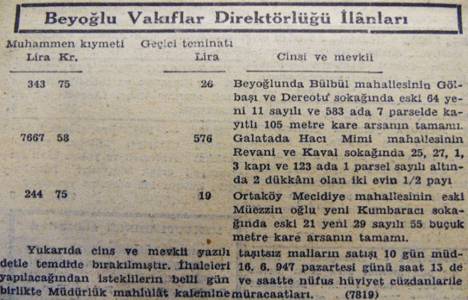 1947 yılında Beyoğlu'nda 105 metrekare arsa 343 liraya satılacakmış!