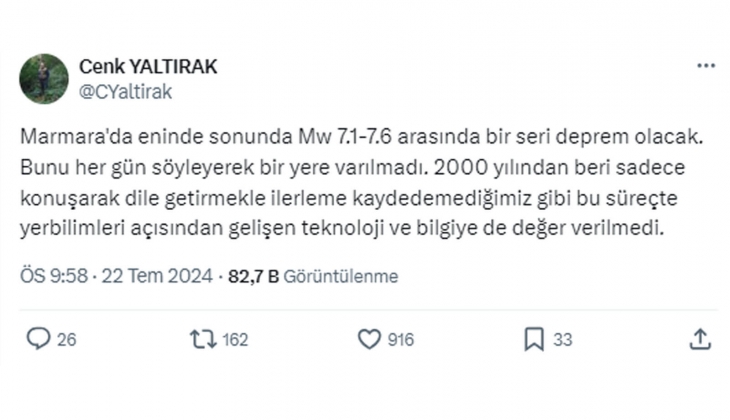 Deprem uzmanından Marmara açıklaması: Eninde sonunda 7.1-7.6 arasında bir deprem olacak! 