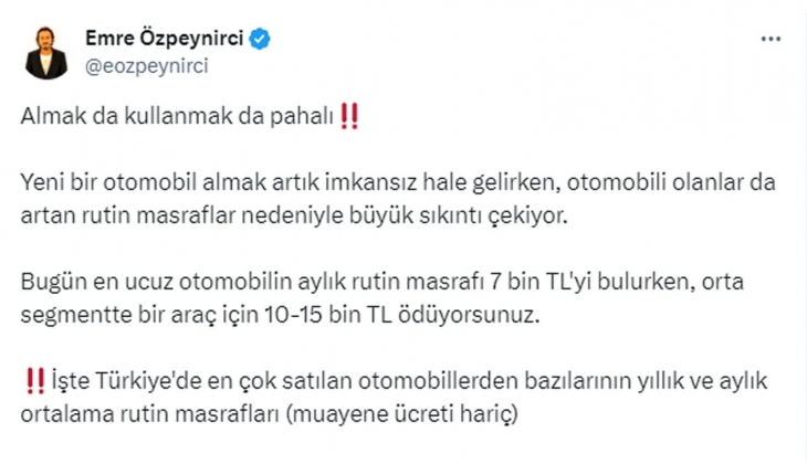 Şu an en ucuz otomobilin aylık masrafı 7 bin TL! Artık araç almak da kullanmak da pahalı!
