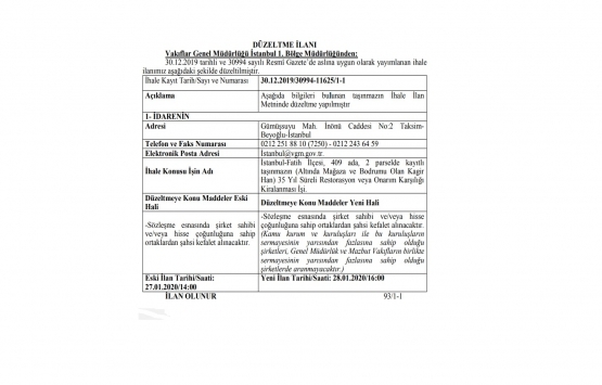 Fatih te 11.9 milyon TL ye yapım karşılığı kiralama ihalesi!