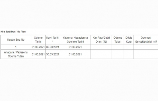 Bereket Varlık Kiralama 175 milyon TL lik kira sertifikası sattı!