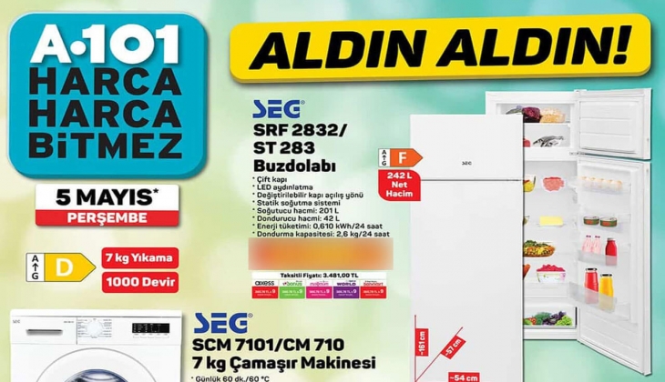 A101'in 5 Mayıs kataloğu yayınlandı! A101'de bu hafta hangi beyaz eşya ürünleri var? İşte 5 Mayıs 2022 fiyat listesi...