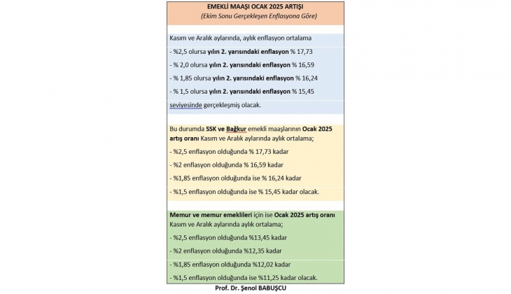 Prof. Dr. Şenol Babuşcu: SSK-BağKur emeklilerine en çok yüzde 17,73; memur ve emeklilerine yüzde 13,45 zam!