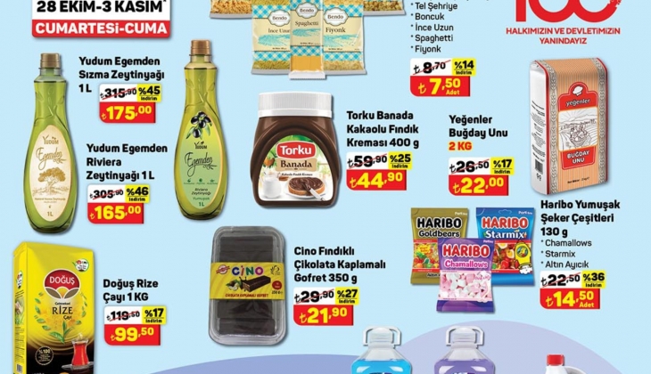A101'den bomba indirim! 1 litre Yudum zeytinyağı 165 TL'ye, çay 99 TL'ye, Bingo yumuşatıcı 75 TL'ye düştü!