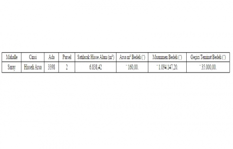 Ankara da 1 milyon 94 bin TL ye satılık arsa!