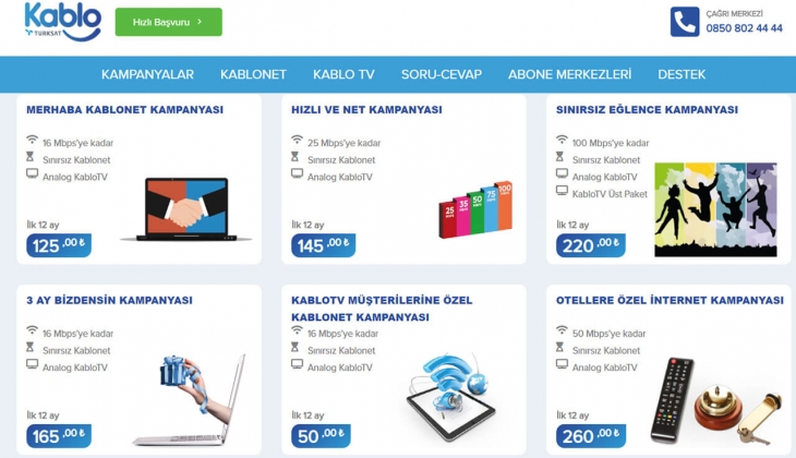Türksat Kablonet’ten yılın internet kampanyası! 5O TL’den başlayan fiyatlarla sınırsız internetiniz olsun