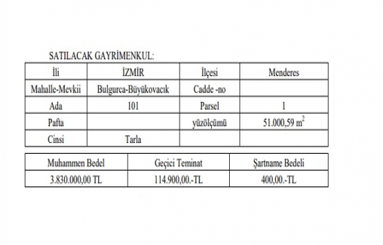 İzmir Menderes te 3.8 milyon TL ye satılık arsa!