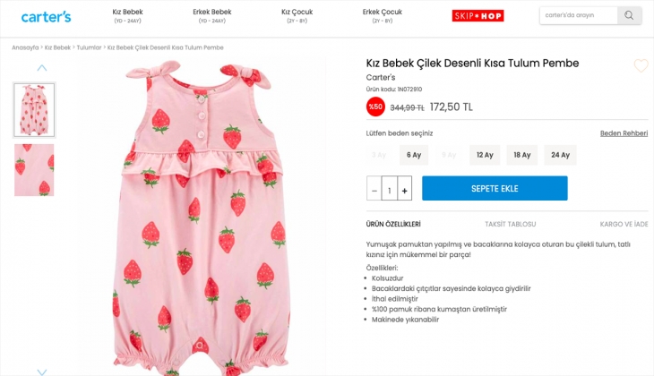 Bebeğiniz Carters’la daha da güzel olacak. Yüzde 50 indirimli 28 Eylül 2022 Carters fiyat listesi